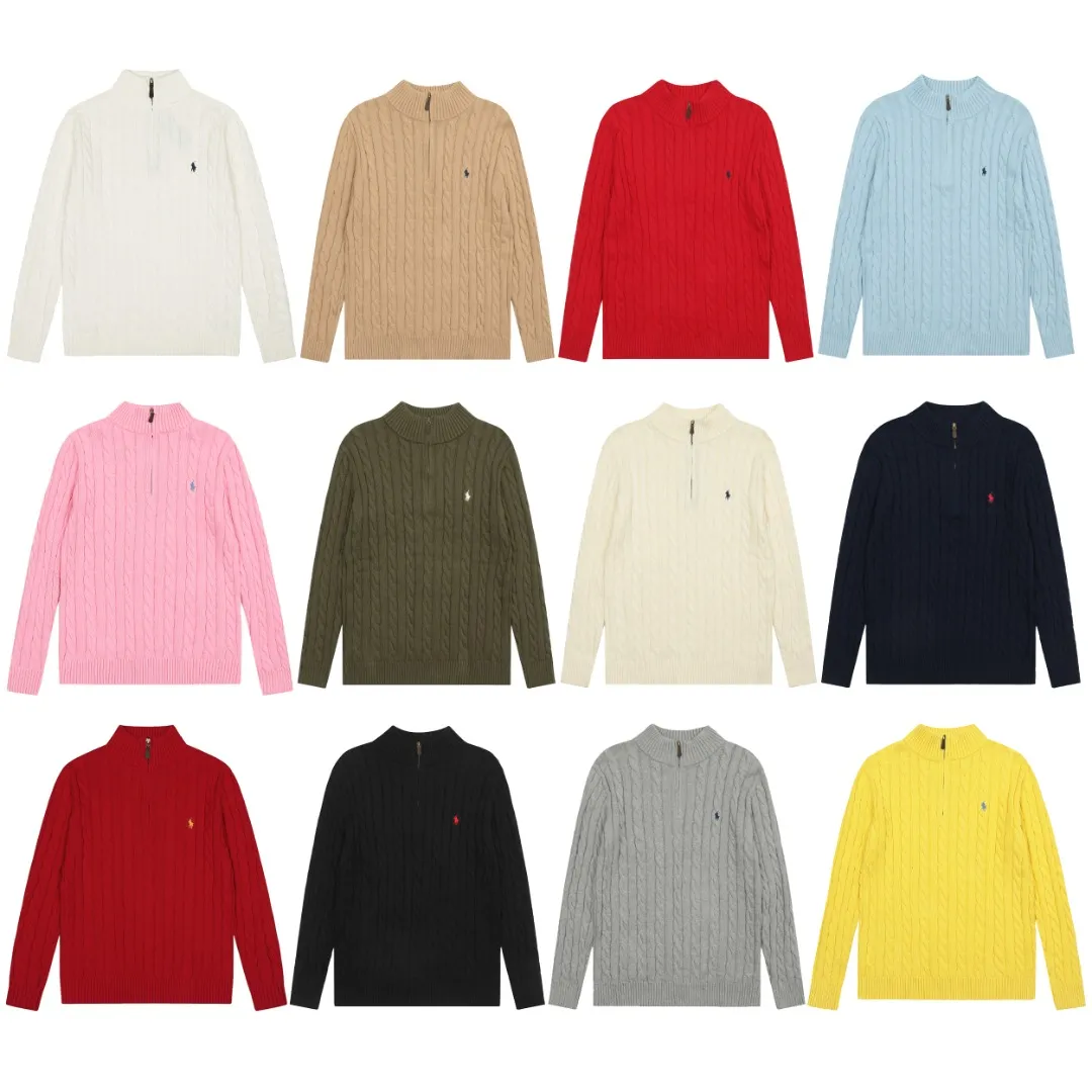 P250 Top quality" Style number: DS014# (not off the shelves all year round) [Ralph Lauren half-zip solid color pony embroidery logo twist knitted sweater] ✅Ralph Lauren half-zip classic basic versatile unisex couple pullover sweater ✅Main supplier platform live broadcast Wholesale entity Replenish when out of stock Not off the shelf ✅ZP quality 1:1 version Scan the code to enter the GF website Counter quality ✅Detailed quality The only one in Guangzhou Imported quality cotton yarn, focusing on high-end, cost-effective, good quality needless to say ✅The version is restored to the original order, the maximum size can be worn up to 200 pounds, loose, comfortable and stress-free ✅The upper body is simple and easy to match, ootd must-have style, good-looking clothes are never picky, a must-have wardrobe recommendation Size: S-XL Color: Navy blue milk white black pure white gray khaki light blue yellow pink olive green red blue label red gold label